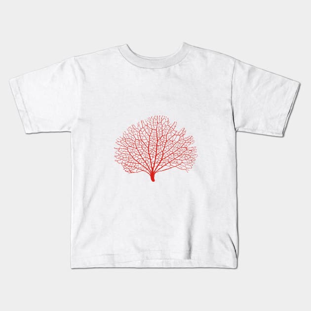 red sea fan coral silhouette Kids T-Shirt by beakraus